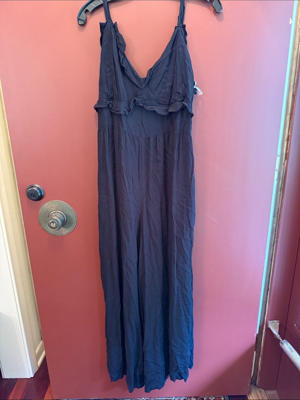 Women's Black Jumpsuit with Ruffled Bodice